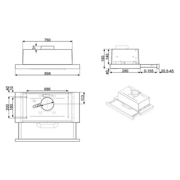 Campana de Pared 90cm Smeg KSET92T