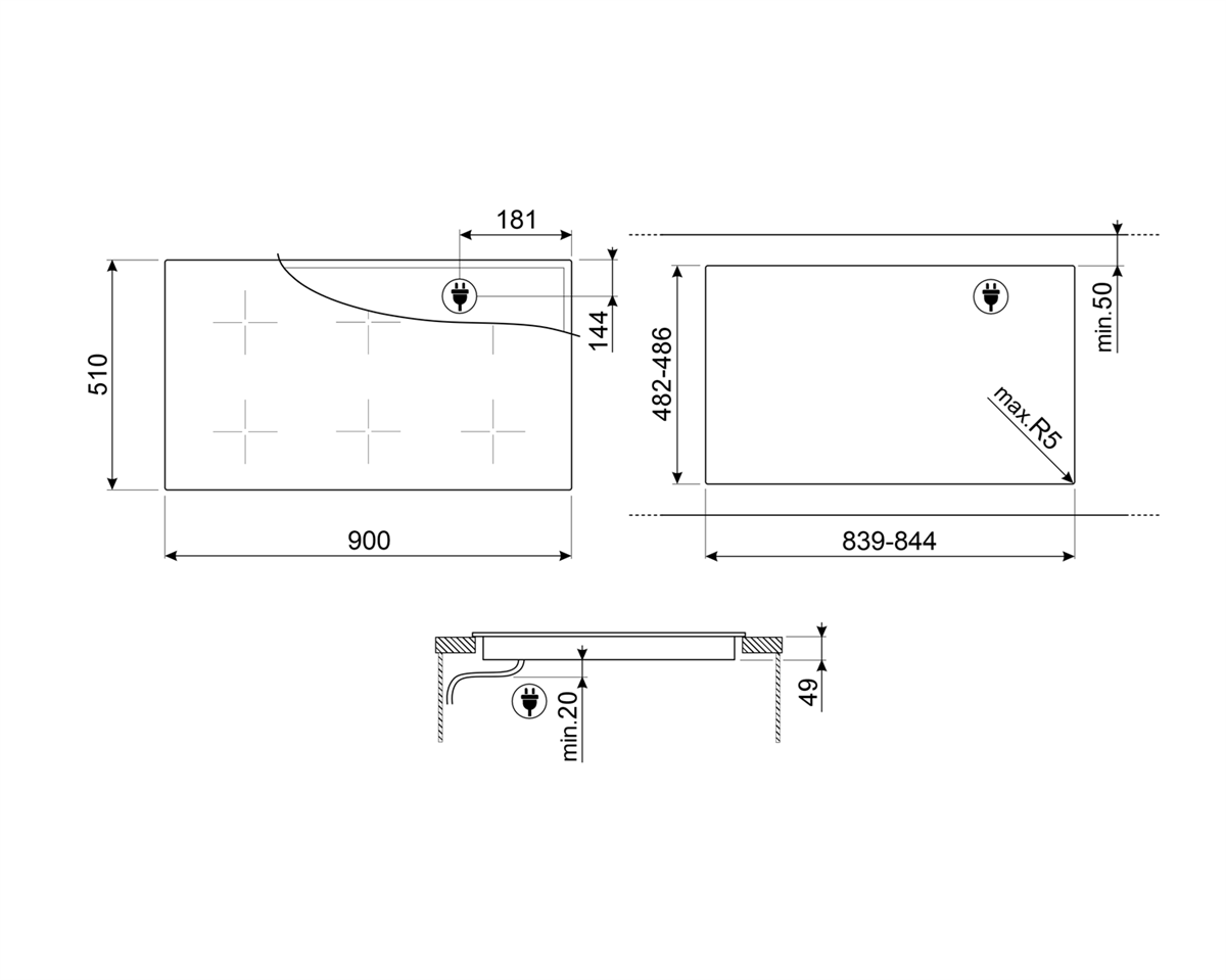 Parrilla de Inducción 90cm Smeg SI2951D