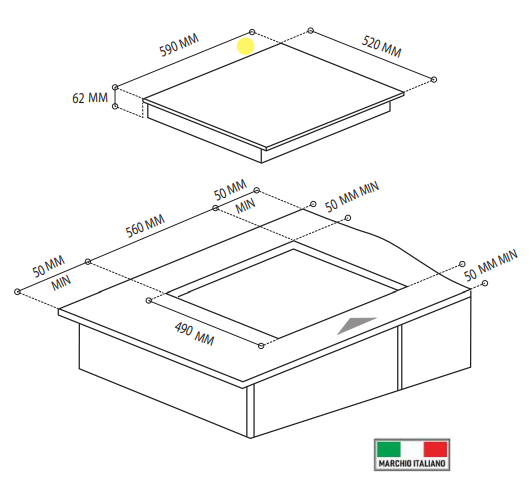 Parrilla de Inducción 60cm Tecnolam TIH60.NE