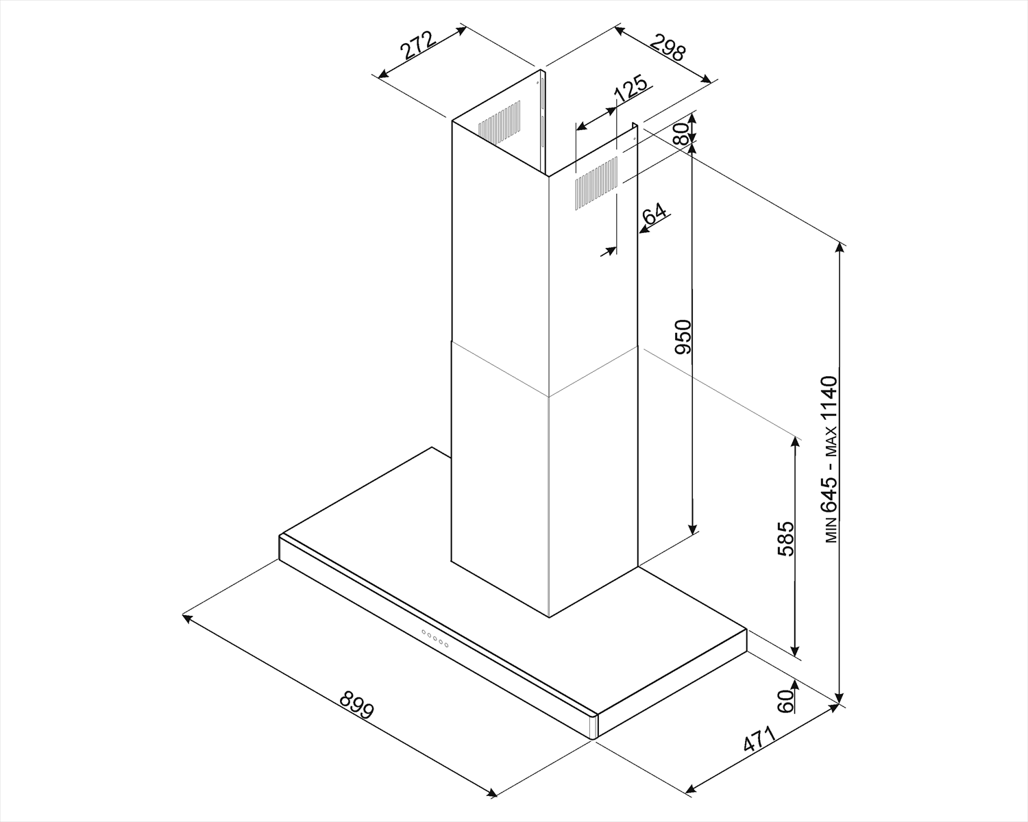 Campana de Pared 90cm Smeg KS90XT