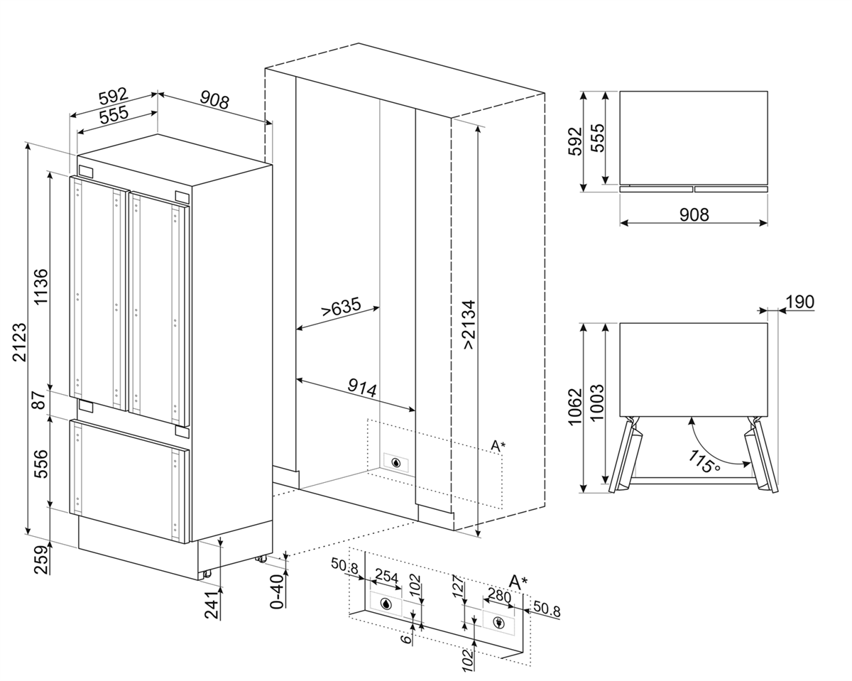 Refrigerador French Door 36" Smeg FD3620UWI