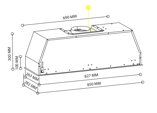 Campana de Pared 85cm Tecnolam POTENZA85.AC