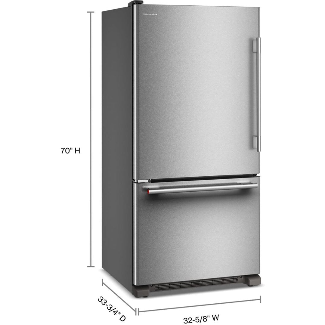 Refrigerador Bottom Mount 33" KitchenAid KRBL133SPS