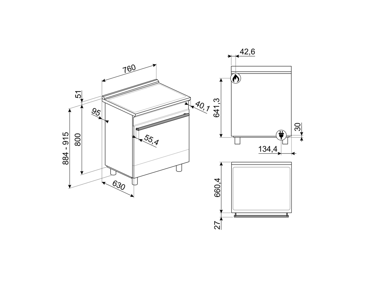 Estufa de Gas 30" Smeg SPR30UGGX