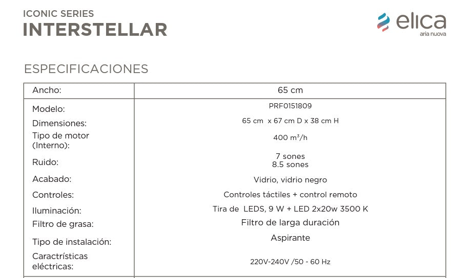 Campana de Isla 65cm Elica Interstellar PRF0151809